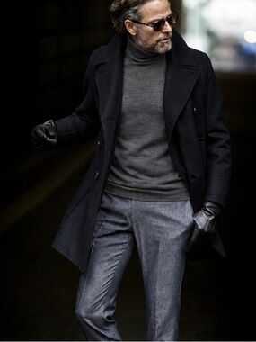 [xl] HOLT RENFREW Turtleneck Merino Wool Sweater – Charcoal Grey